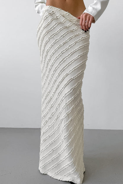 Lace Trim High Waist Split Midi Skirt