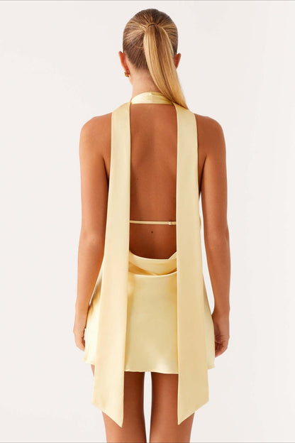 Deep V Backless Ribbon Cocktail Dress