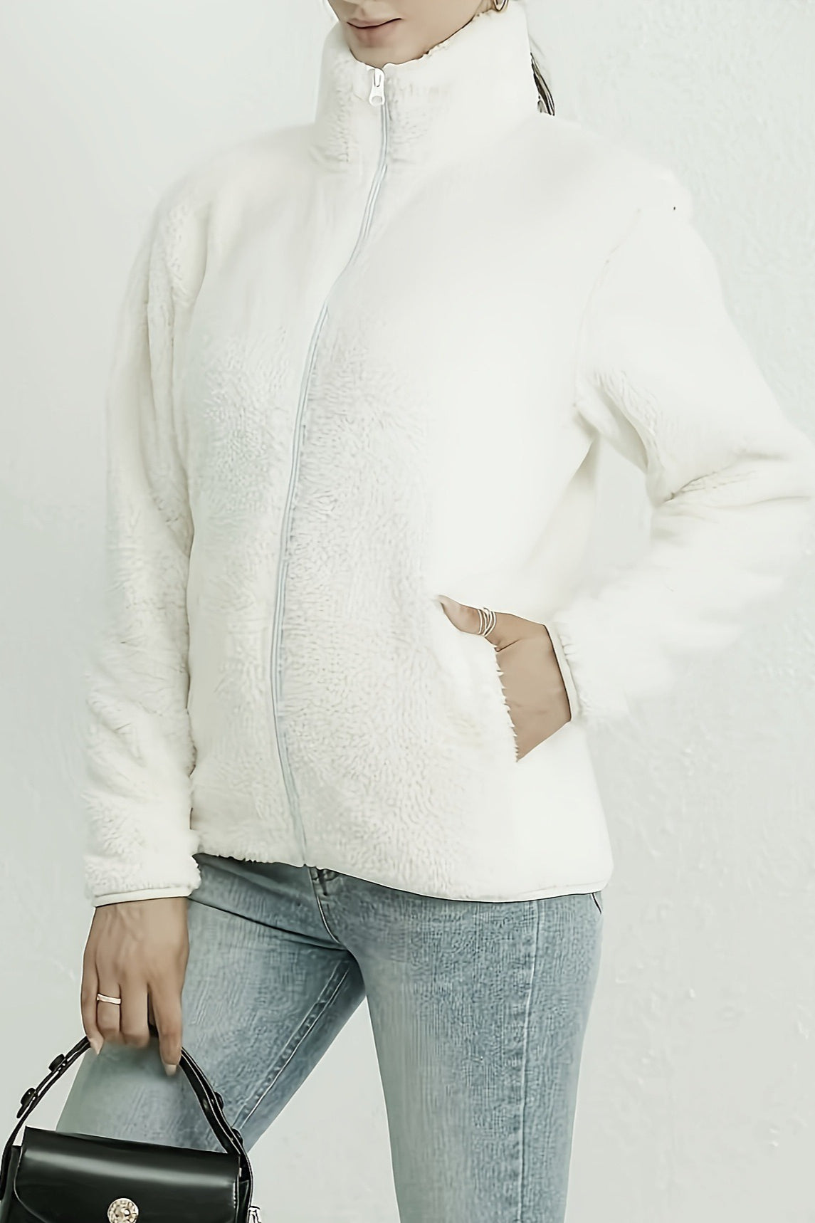 Casual Fuzzy Zipper Jacket