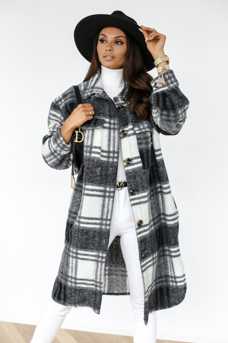 Plaid Button Down Shirt Coat