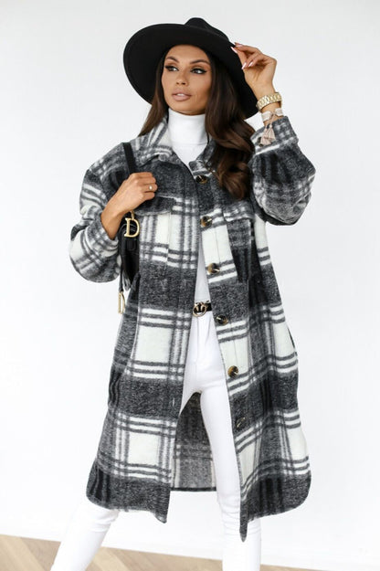Plaid Button Down Shirt Coat