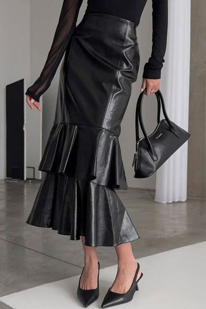 Vintage High-Waist Mermaid Maxi Skirt