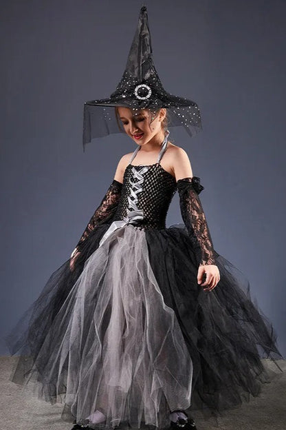 Witch Tulle Maxi Dress Kid Halloween Costume