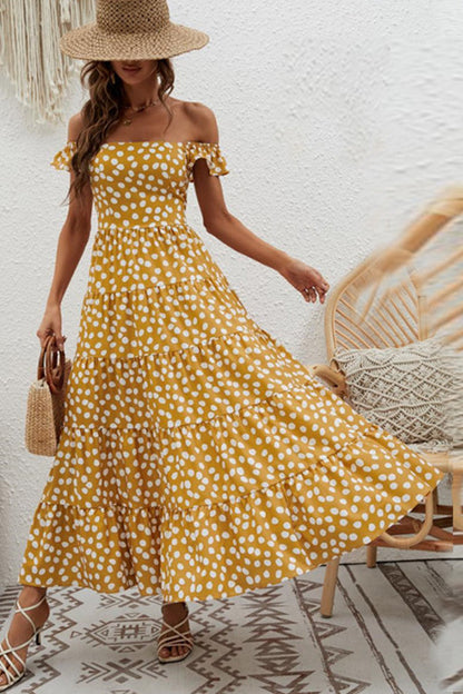 High Waist Solid Color Slim Waist Flying Sleeve Cake Skirt Dress