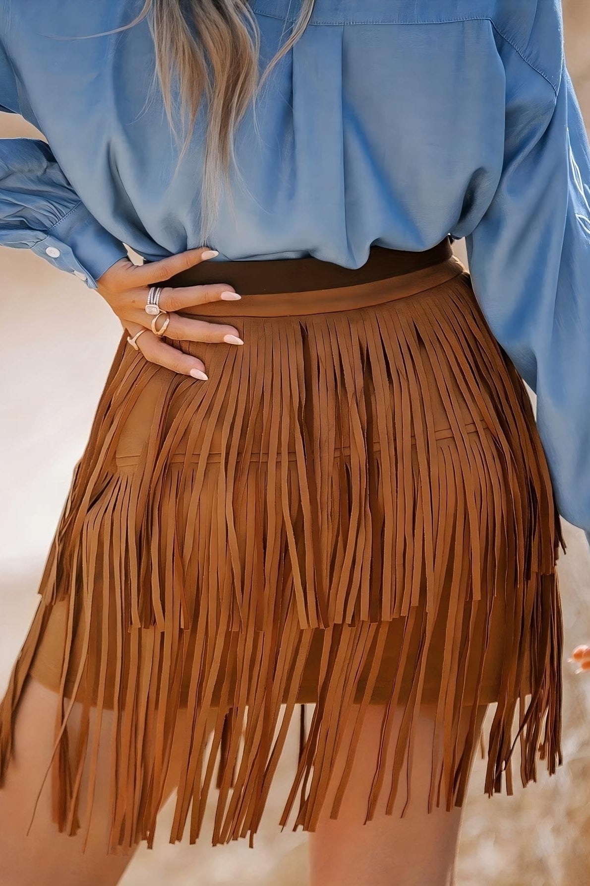 Elegant Fringe Mesh Mini Skirt
