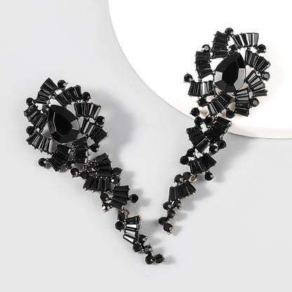 Retro Alloy Acrylic Flower Long Earrings