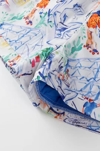 Graffiti Print Cotton Shorts Set