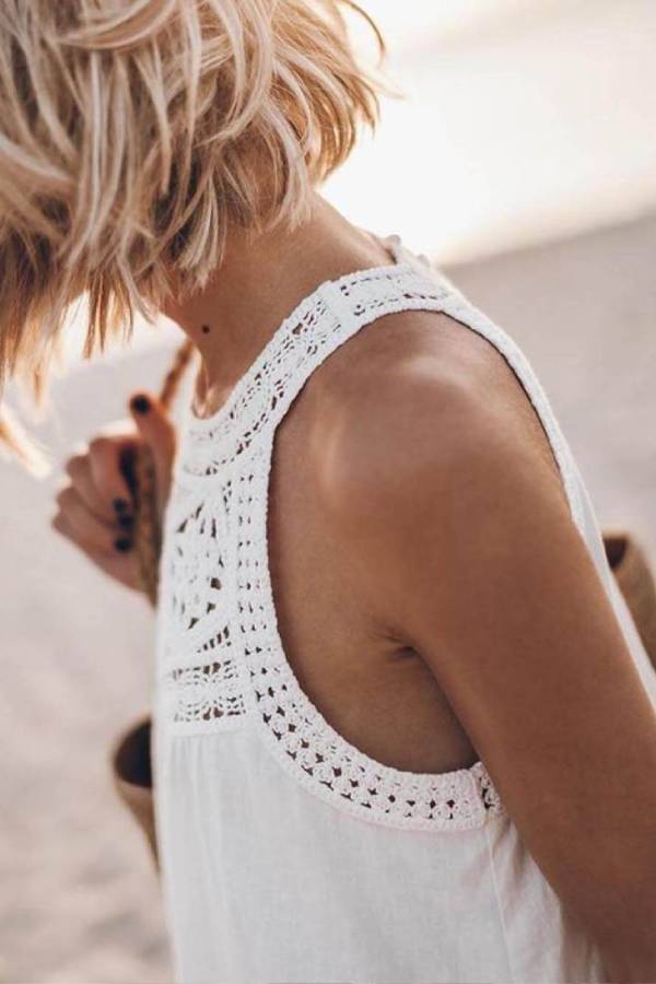 Hollow Lace Patchwork Halterneck A-Line Mini Dress