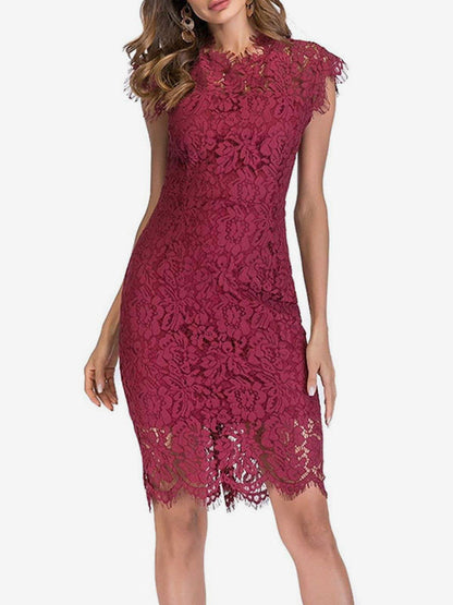 Birthday Bodycon Lace Dresses Designed Neckline Midi Sheath Dress Casual Pencil Dress 2026