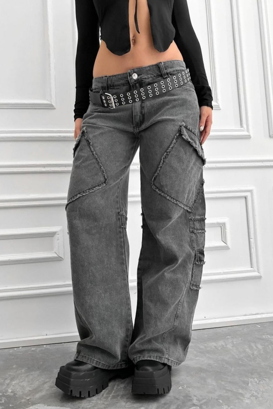 Street Style High Waist Utility Jean