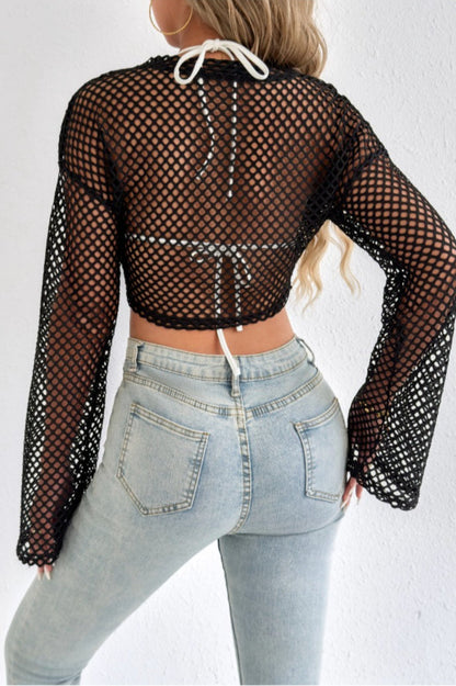Crochet Bell Sleeve Crop Sweater