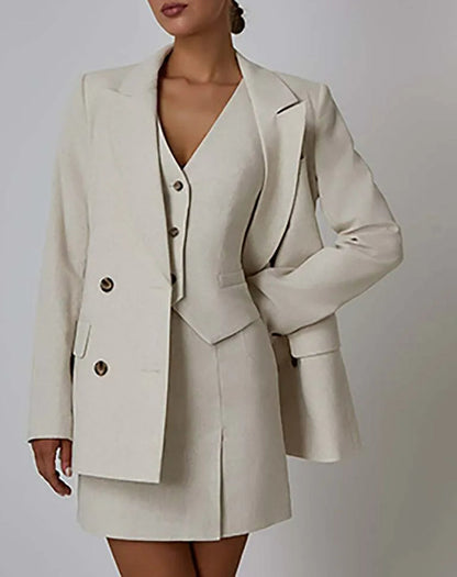 Apricot Long Sleeve Slim Mini Office Two Piece Set