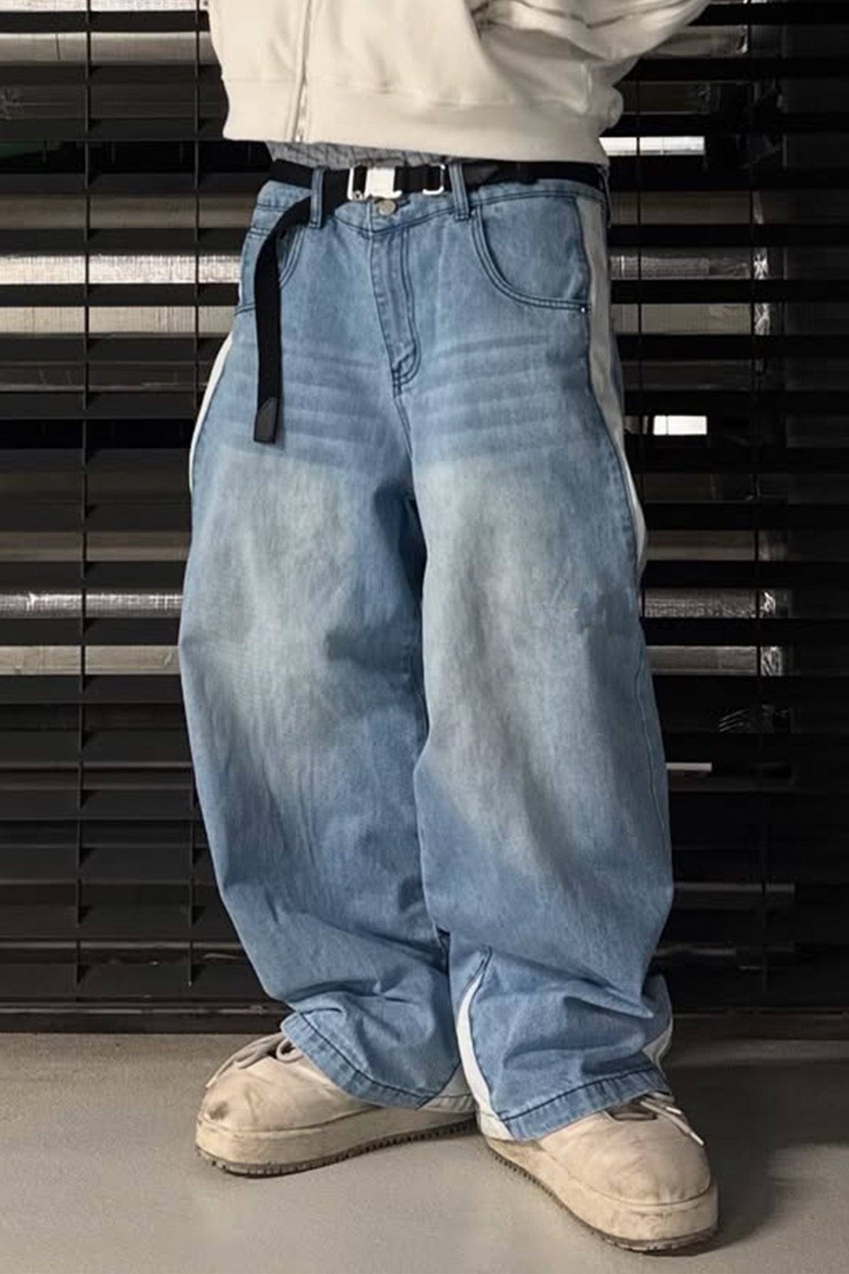 Vintage Washed Patchwork Wide Leg Trendy Jeans