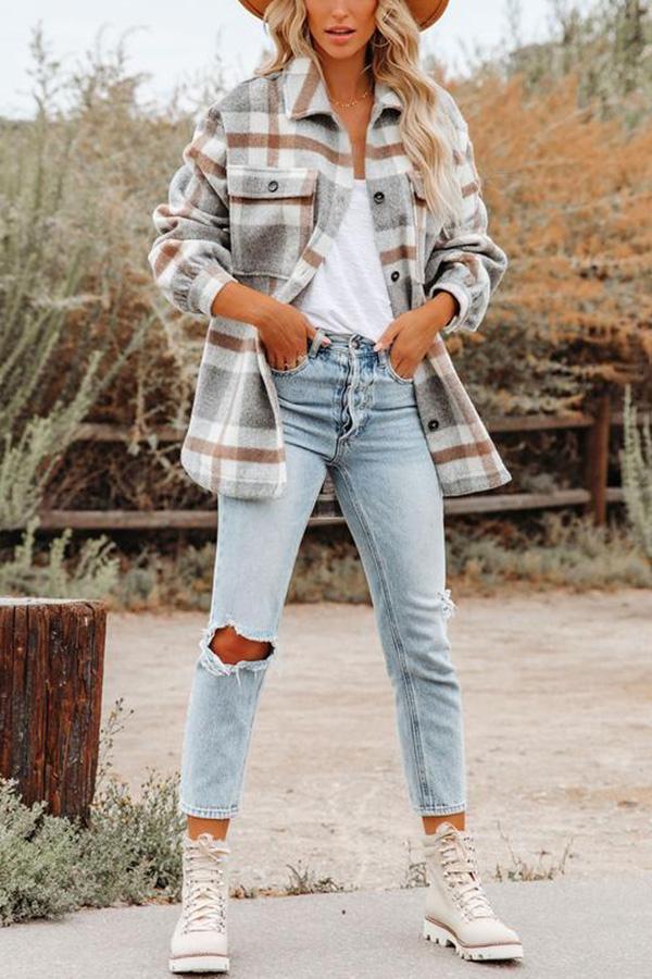 Plaid Pocketed Jacket
