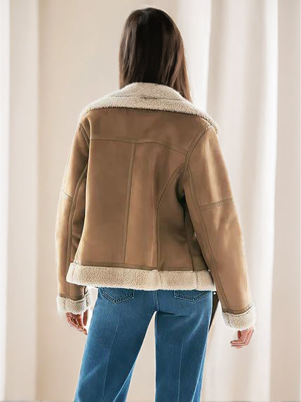 Suede Jacket Faux Shearling Winter Coat 2026 Outerwear For Women