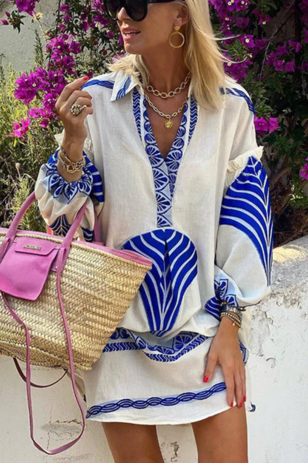 Printed Tunic Shirt Mini Dress