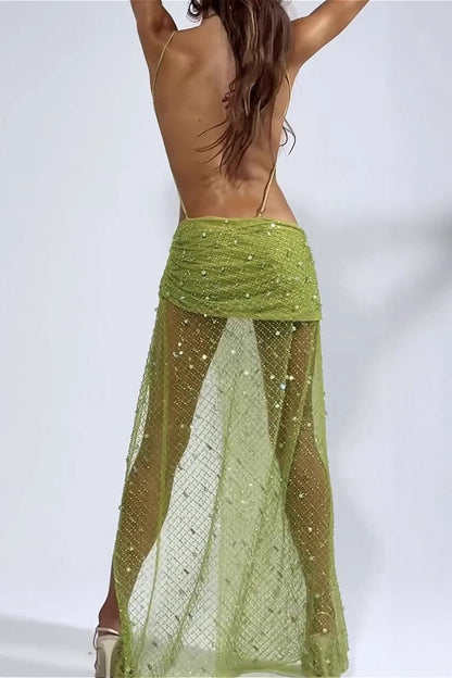 Sequin Cami Asymmetrical Bodycon Party Dress