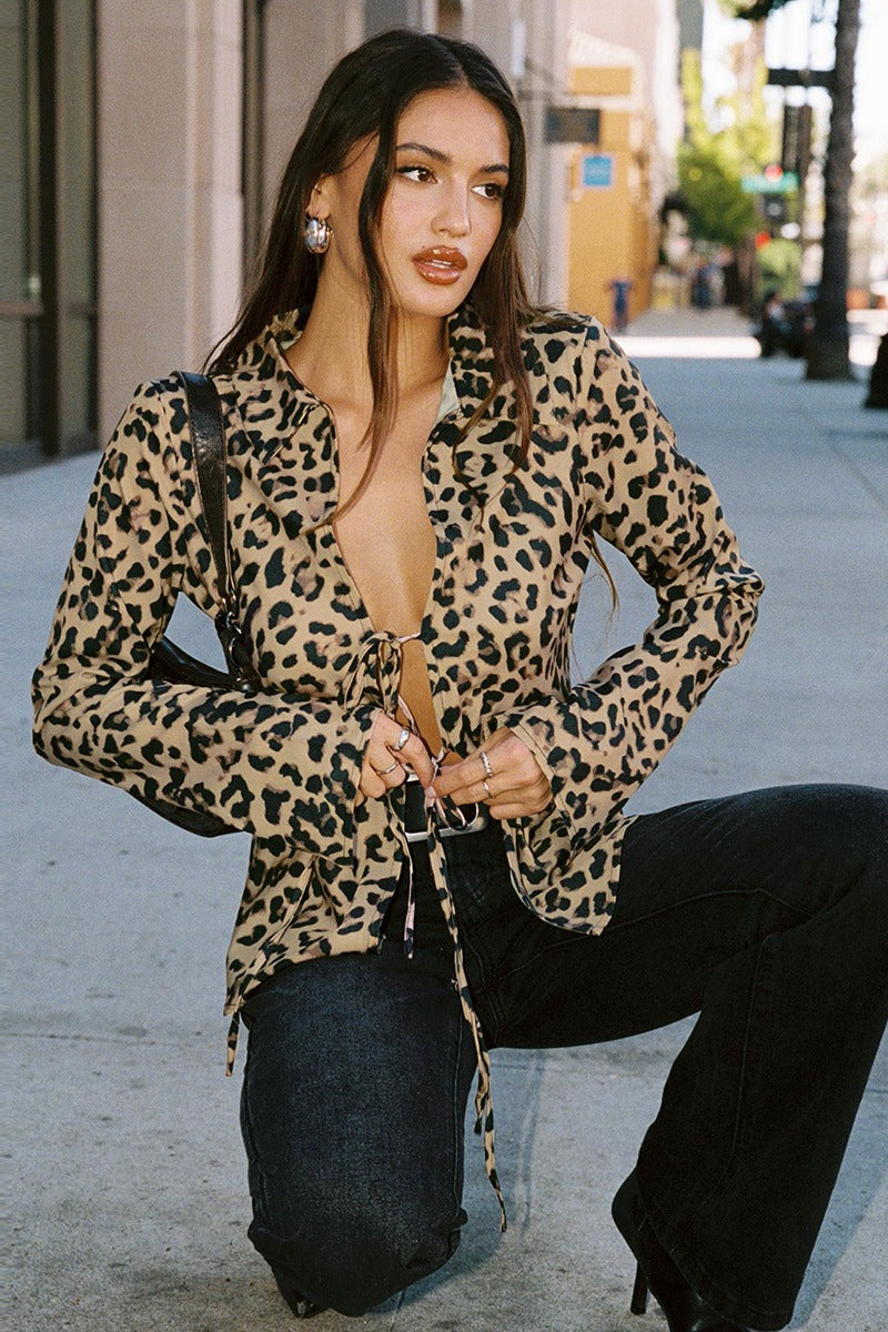 Leopard Print Stretchy Trendy Blouse