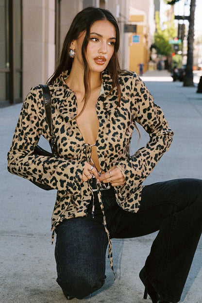Leopard Print Stretchy Trendy Blouse