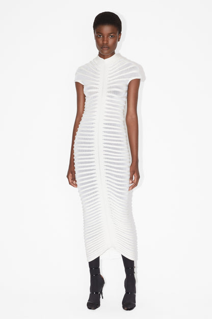 Erica Pleated Stripe Midi Knit Dress