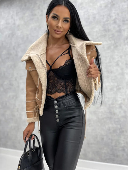 Women's Jackets Turndown Collar Spring Black Punk Outerwear For Women