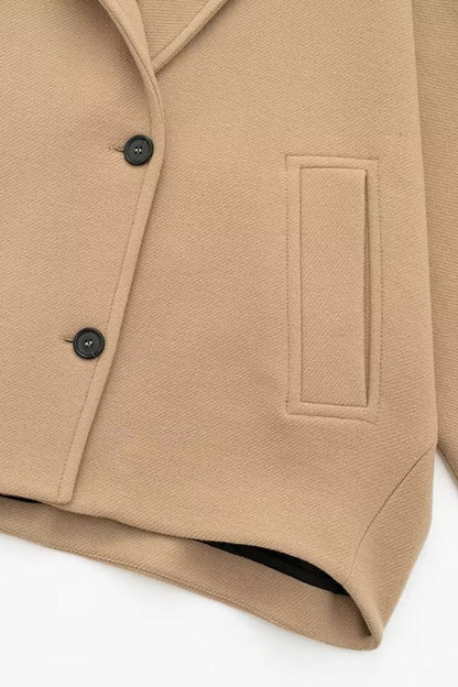 Relaxed Fit Short Wool Blend Jacket