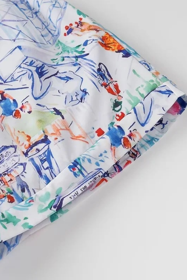 Graffiti Print Cotton Shorts Set
