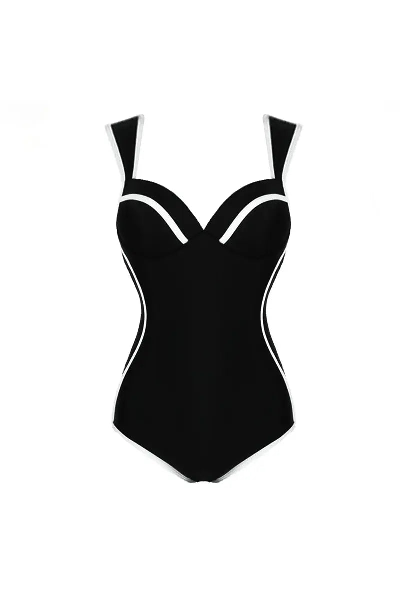 Colorblock Korean Style Sweetheart Swimsuit