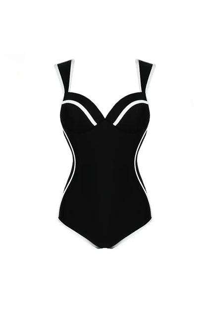 Colorblock Korean Style Sweetheart Swimsuit