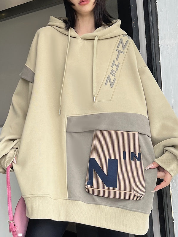 Irregular Splice Design Oversized Hoodie