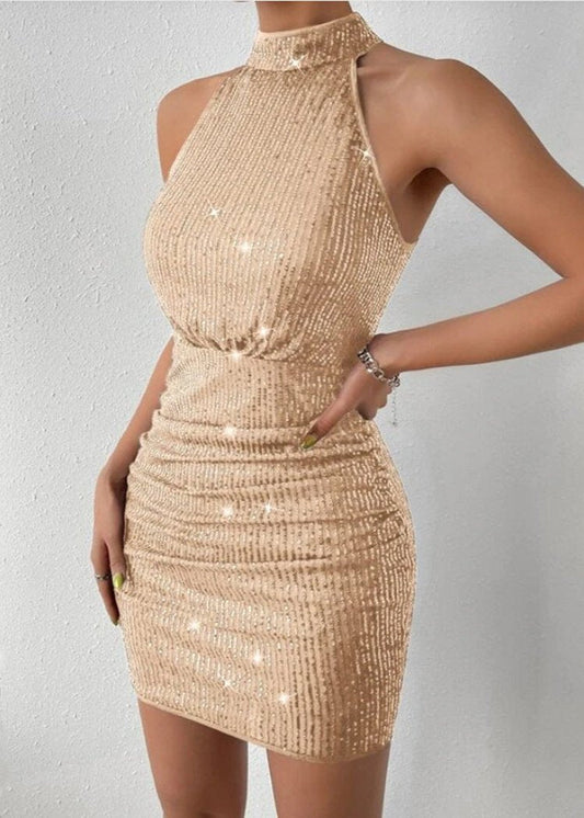 Halter Neck Sequined Bodycon Dress