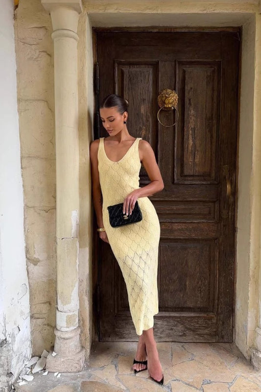 Knit Shell Hollow Out Maxi Dress