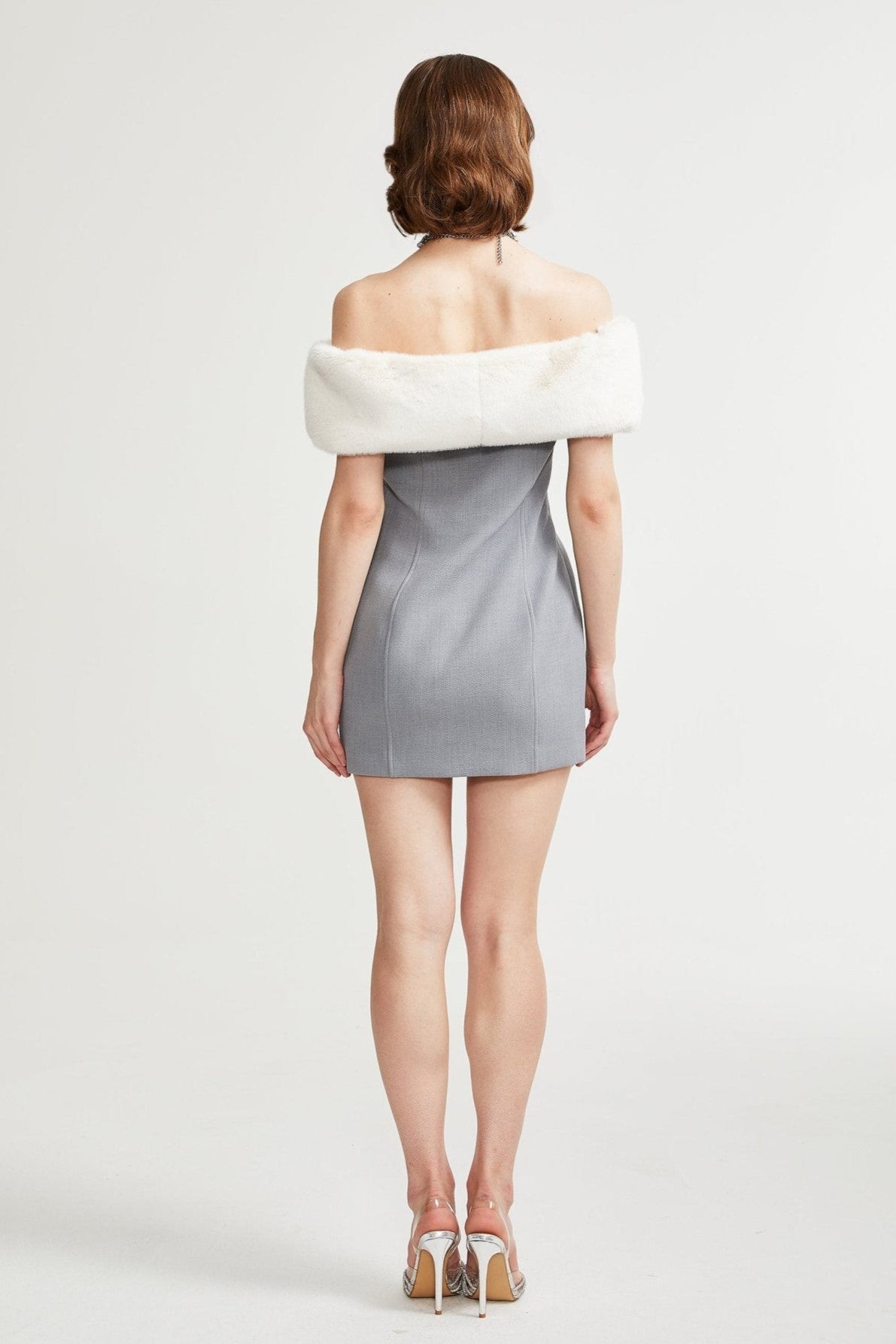 Griselda Faux Fur Off Shoulder Mini Dress