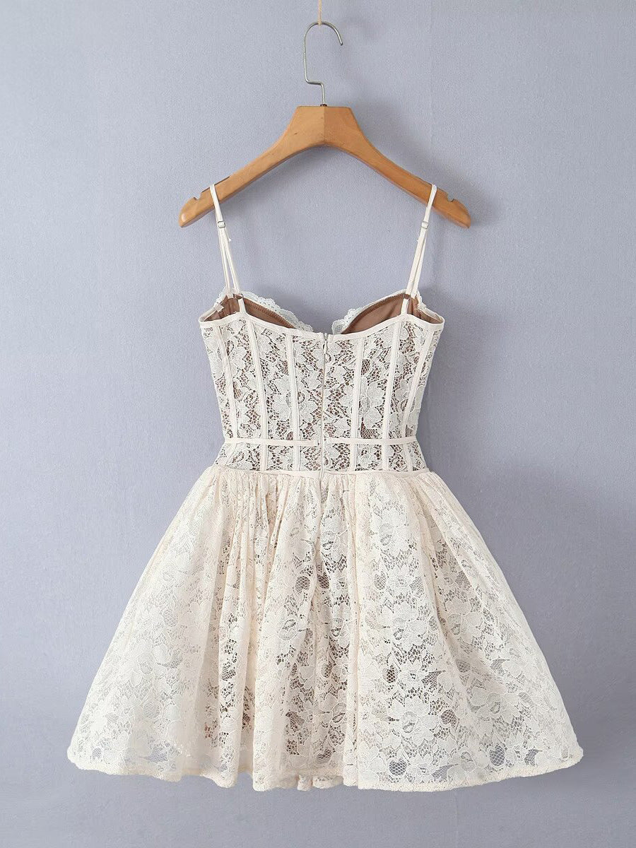 Lace Corset Mini Dress Sweetheart Collar A-line Birthday Party Sexy Strap Dress 2026