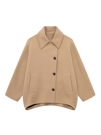 Solid Oversized Pocket Button Coat