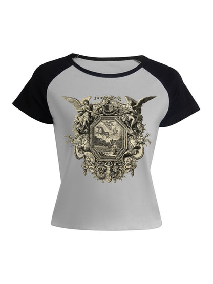 Raglan Sleeves Printed Short Sleeve Tee
