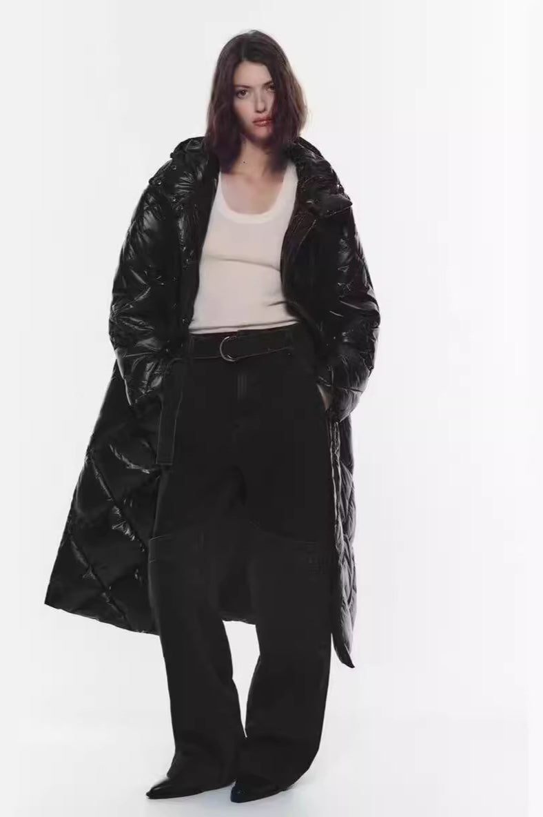 Padded Longline Hooded Puffer Coat