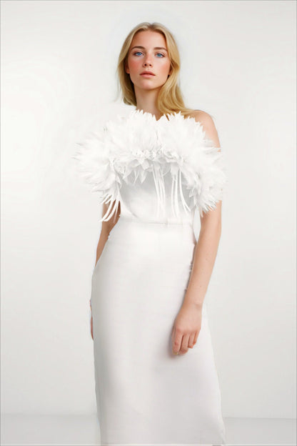 White Bandage Floral Slim Fit Elegant Party Dress