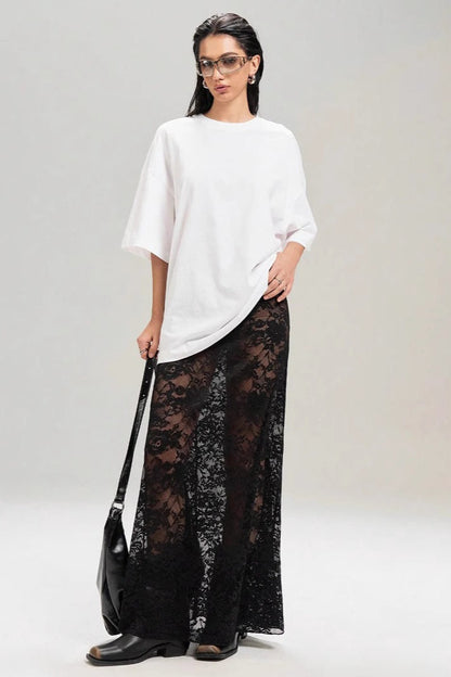 High-Waist Lace Bodycon Skirt