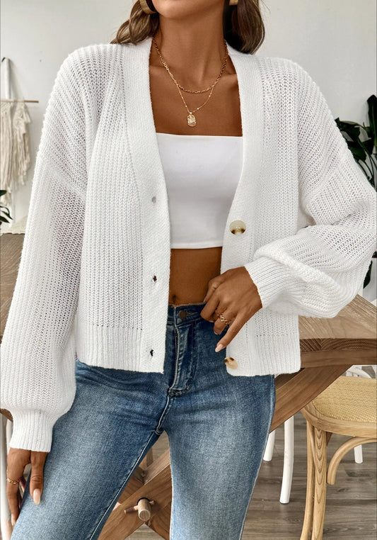 Short Knit Long Sleeve Cardigans
