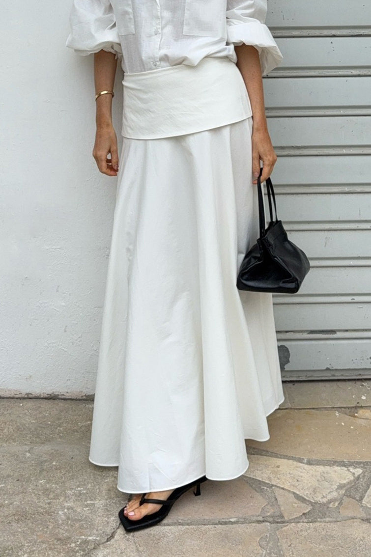 Solid A-Line Midi Skirt