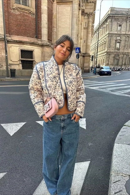 Floral Reversible Thick Padded Coat