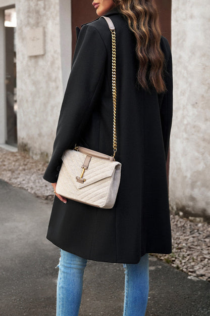 Wool Blend Solid Longline Coat