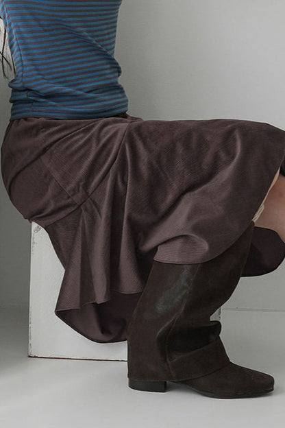 Asymmetric Draped Midi Skirt