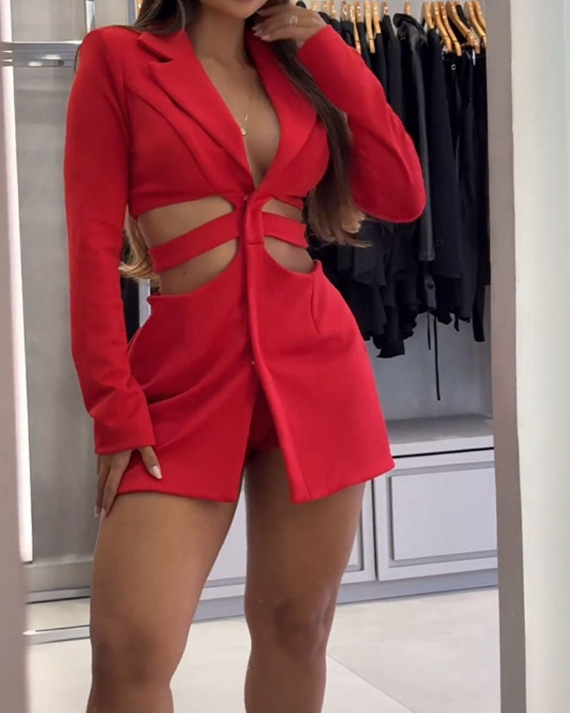Casual Blazer Dress Sets With Hollow Waist(🔥  Flash Sale）