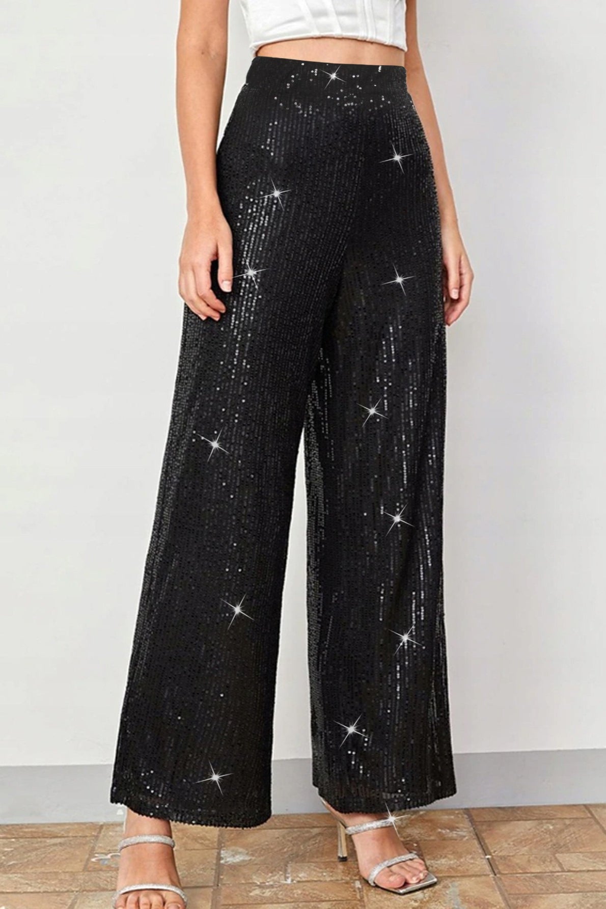 Elegant High Waist Wide Leg Straight Leg Pants