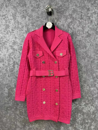 Print Blazer Dress With Belt