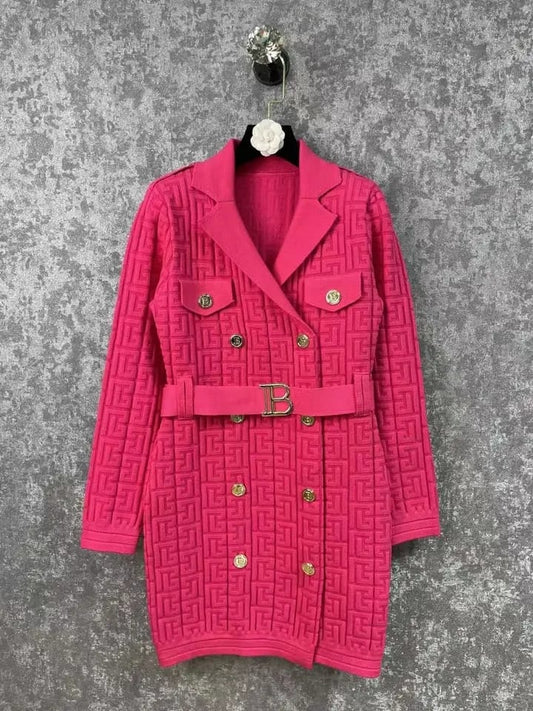 Print Blazer Dress With Belt