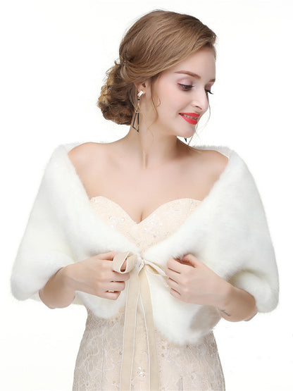 Faux Fur Wedding Shawl Shrug Bridal Wrap For Winter