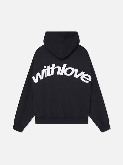 Lettering print loose hoodie